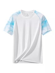 Men's Plus Size Color Block T-shirt in White, model styling view