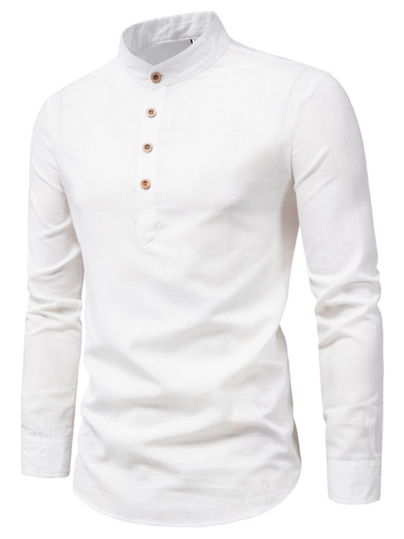 Elegant Mandarin Collar Long Sleeve Shirt