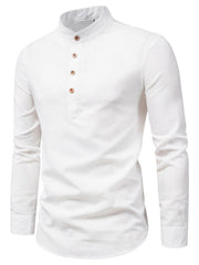 Elegant Mandarin Collar Long Sleeve Shirt