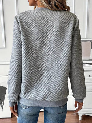 Textured Quarter-zip Sweatshirt in Black, fit detail