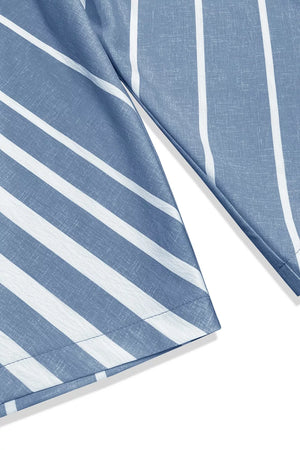 Striped Wide-leg Pants in Light Blue, back view