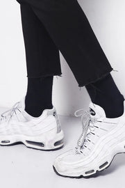 Men's dark skinny jeans with raw hem detail