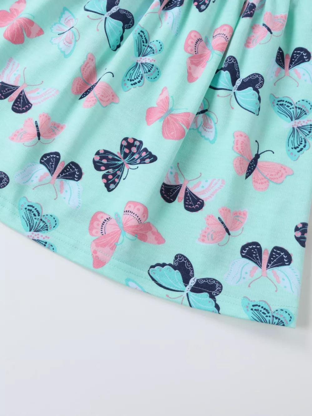 Children's Butterfly Print Ruffle Sleeve Dress, close-up detail