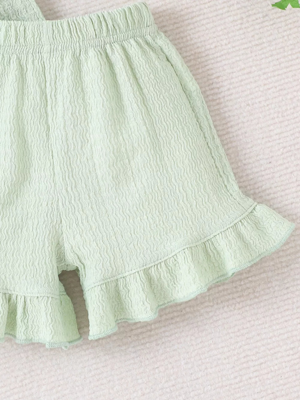 Children's Bow Tank And Shorts Set in Light Green, alternate angle