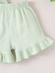 Children's Bow Tank And Shorts Set in Light Green, alternate angle