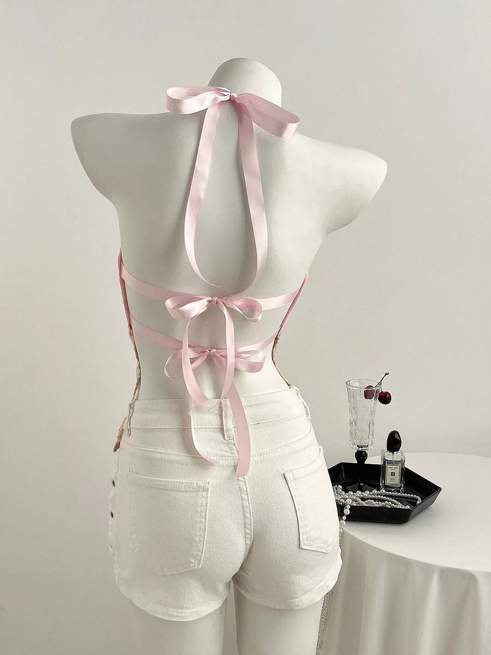 Sequin Halter Neck Cami, fabric detail