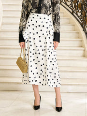 Chic High-waisted Polka Dot Skirt