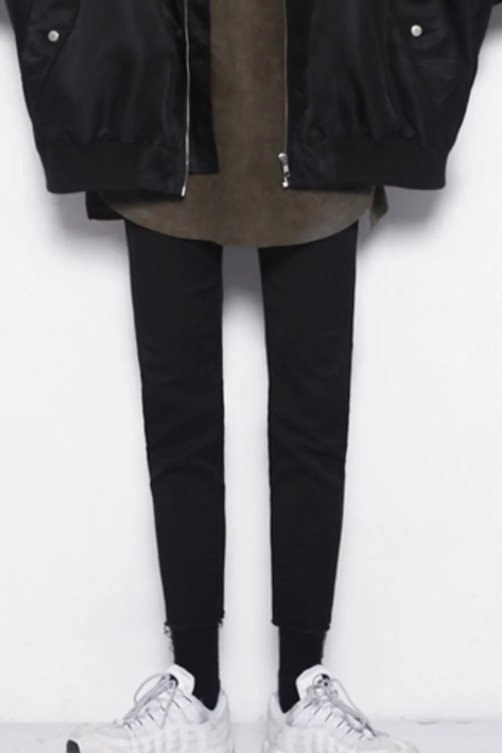Men's dark skinny jeans with raw hem detail