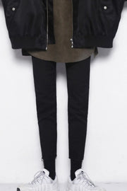Men's dark skinny jeans with raw hem detail