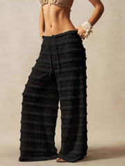 Lace Ruffled Wide-leg Pants
