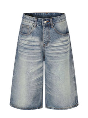 Men's Vintage Wash Wide Leg Denim Capris, front view