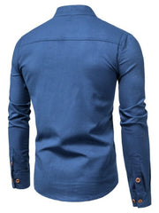 Elegant Mandarin Collar Long Sleeve Shirt