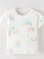 Children's Rainbow Print Short Sleeve T-shirt, side view