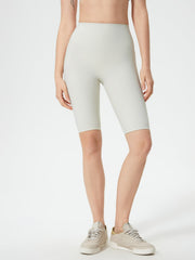 Ribbed contour cycling shorts in light blue with a high waist.