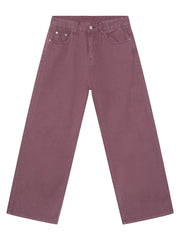 Flowing fit jeans in mauve 100% cotton with a wide leg cut.