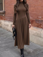 Mock Neck Long Sleeve Midi Dress, front view