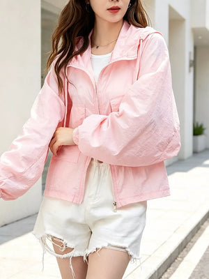 Lightweight Hooded Zip Up Jacket, back view