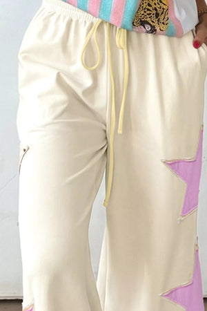 Star Patch Wide Leg Pants, close-up detail