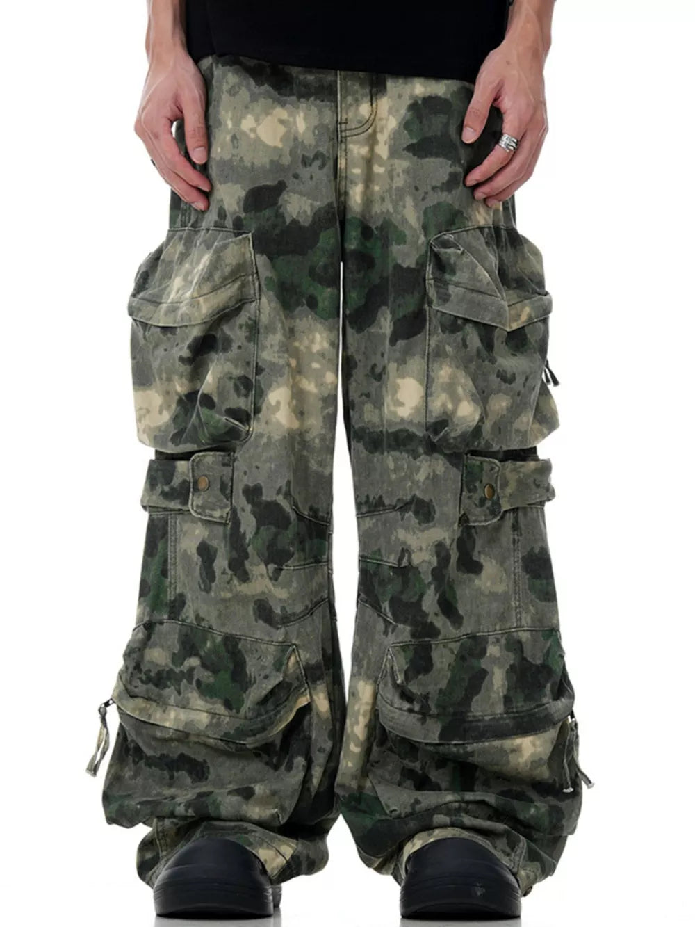 Men's Camouflage Loose Fit Cargo Pants in Camouflage, front view