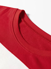 Scarlet drop shoulder sweatshirt with crewneck detail and ribbed trim.