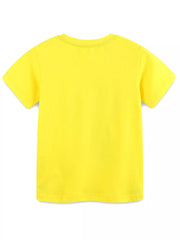 Kids yellow cotton crew neck t-shirt, short sleeves, casual style