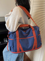 Navy Oxford Cloth Travel Bag With Contrast Accents