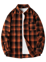 Men's Plus Size Plaid Long Sleeve Shirt in Black, side view