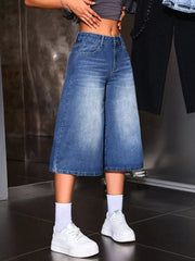 Elevated High-waisted Denim Capris