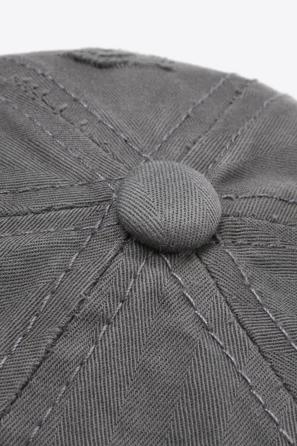 Mid Gray baseball cap with stitched panel details and a button top.