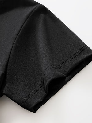 Black toddler t-shirt sleeve detail with double stitching.