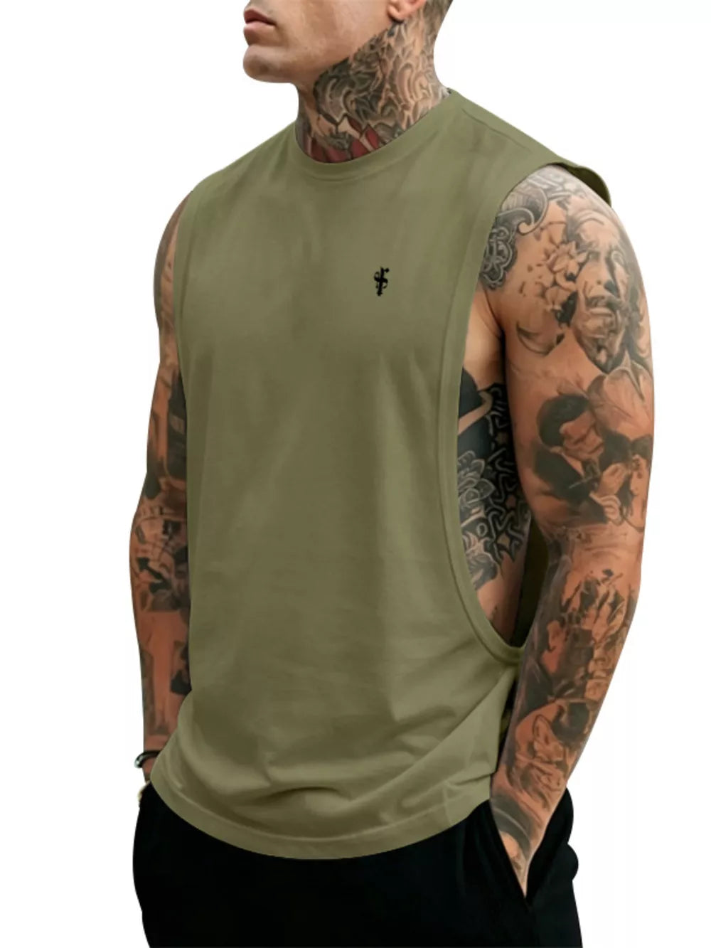 Men's Full Size Round Neck Tank Top Plus Size in Apricot, view 11