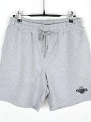 Gray jersey shorts with drawstring waist and Olympia logo detail