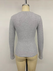 Ribbed Henley T-shirt With Lace Detail