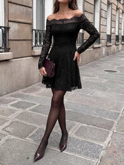 Romantic Off-shoulder Lace Mini Dress