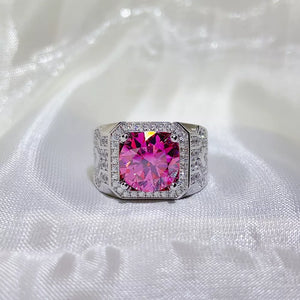 0.3 Carat Sterling Silver Geometric Solitaire Cocktail Ring, close-up detail