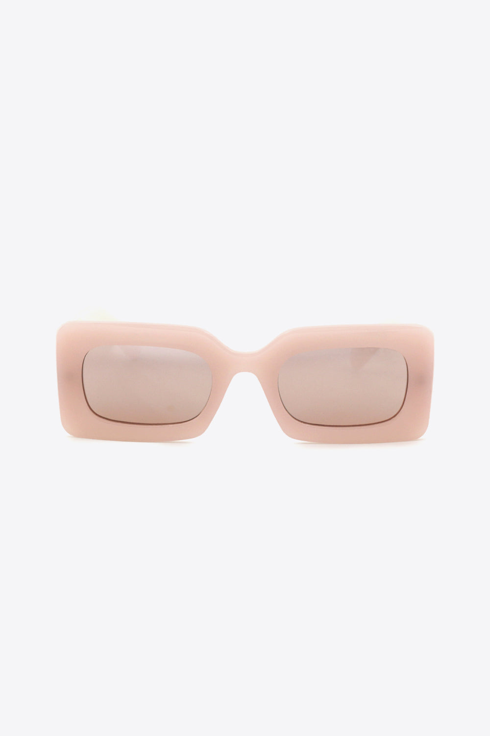 Lavender acetate rectangle sunglasses with light pink frames and tinted lenses.