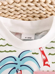 Children's Palm Tree Print T-shirt And Shorts Set in Caramel, view 12