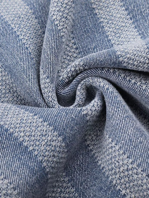 Men's Stripe Wide Leg Denim Capris in Blue, back view