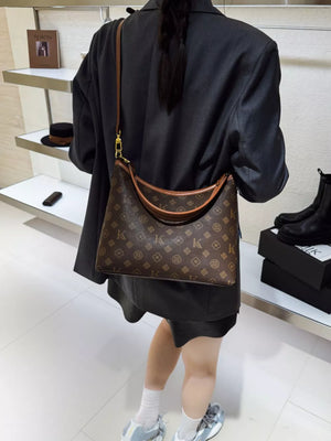 Monogram Pattern Shoulder Bag in Brown, front view