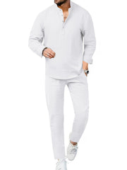 Casual Olive Two-piece Men's Set