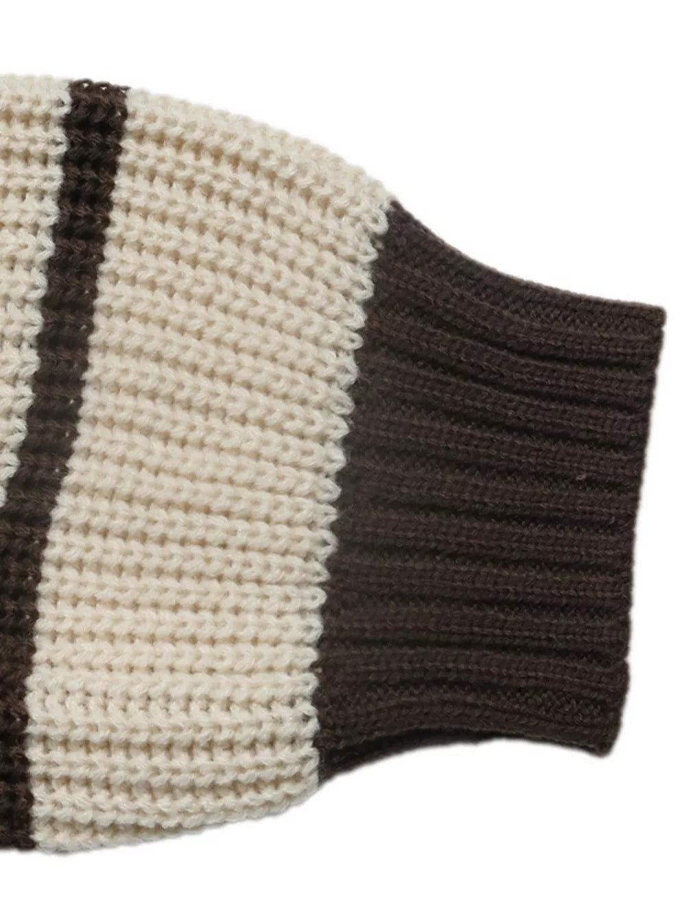 Striped Knit Polo Sweater in Tan, fit detail