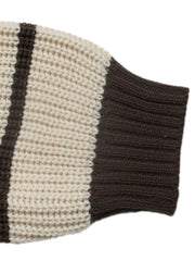 Striped Knit Polo Sweater in Tan, fit detail