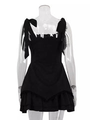 Playful Ruffled Mini Dress With Tie Straps