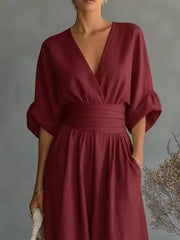 Full Size Half Sleeve Wide Leg Jumpsuit, alternate angle