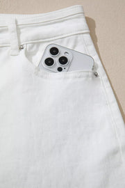 White denim jeans with a phone in the pocket