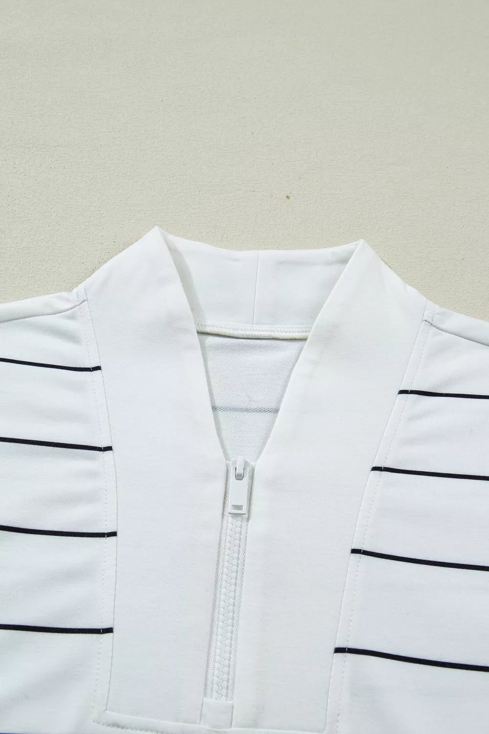 Stripe Color Block Zip V Neck Sleeveless Top, editorial view