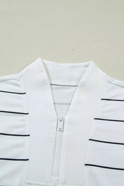 Stripe Color Block Zip V Neck Sleeveless Top, editorial view