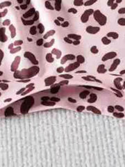 Blush pink baby shorts with leopard print detail