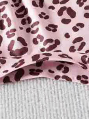 Blush pink baby shorts with leopard print detail
