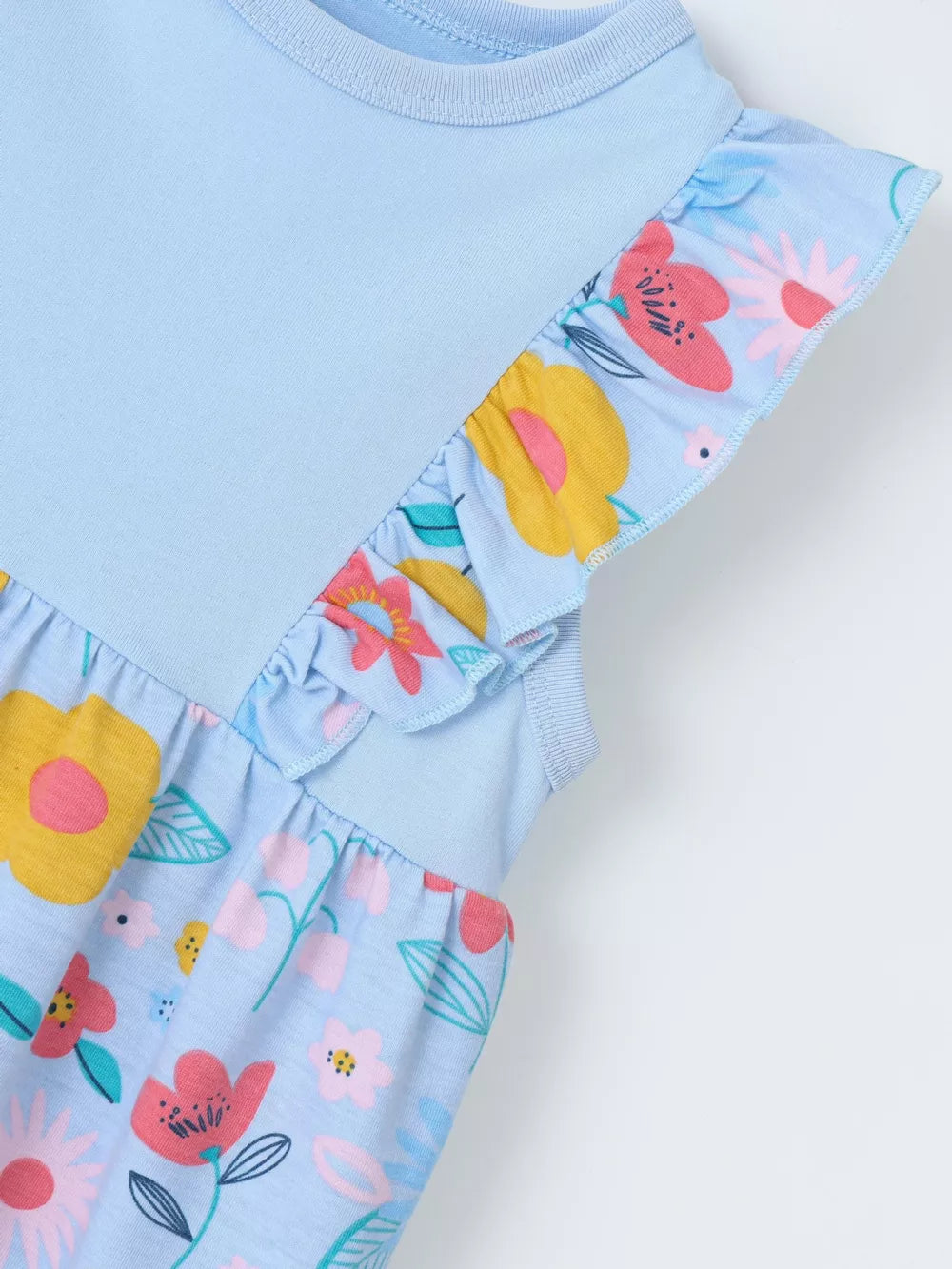 Children's Ruffled Floral Print Dress, close-up detail